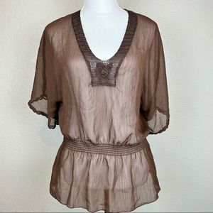 Spencer Jeremy Blouse Shear Brown Size Large